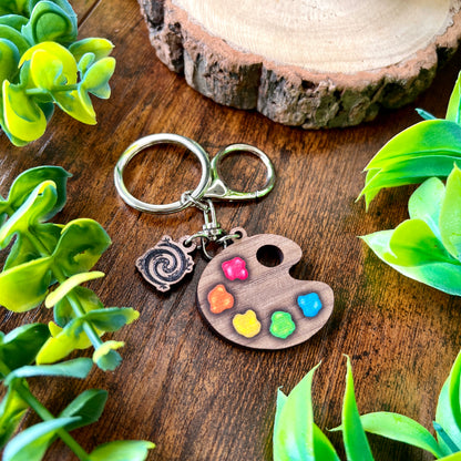 Classic Paint Palette Wooden Keyring