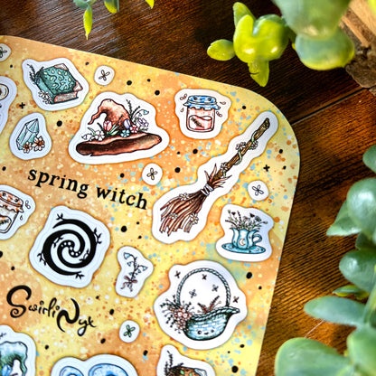 Peach Spring Witch Sticker Sheet