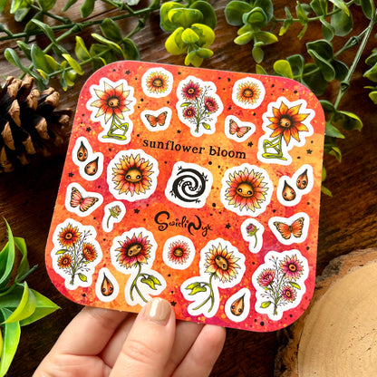 Red Sunflower Bloom Sticker Sheet