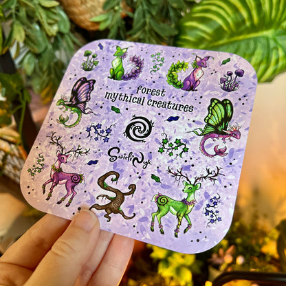 Mythical Forest Creatures Lilac Sticker Sheet