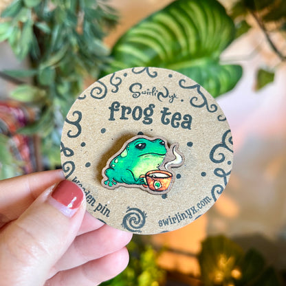 Frog Tea Wooden Pin