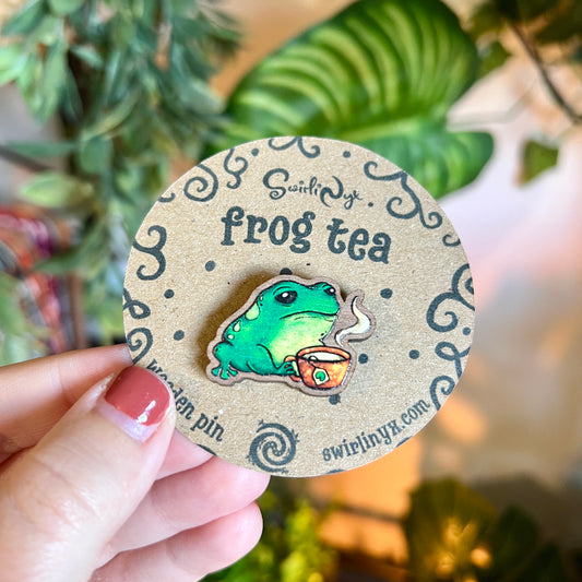 Frog Tea Wooden Pin