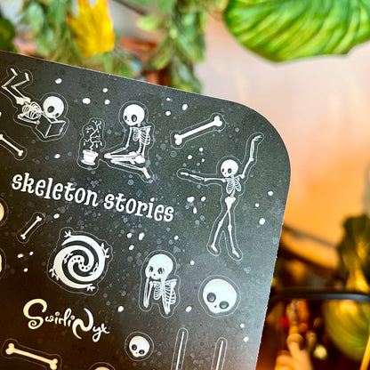 White Skeleton Stories Sticker Sheet