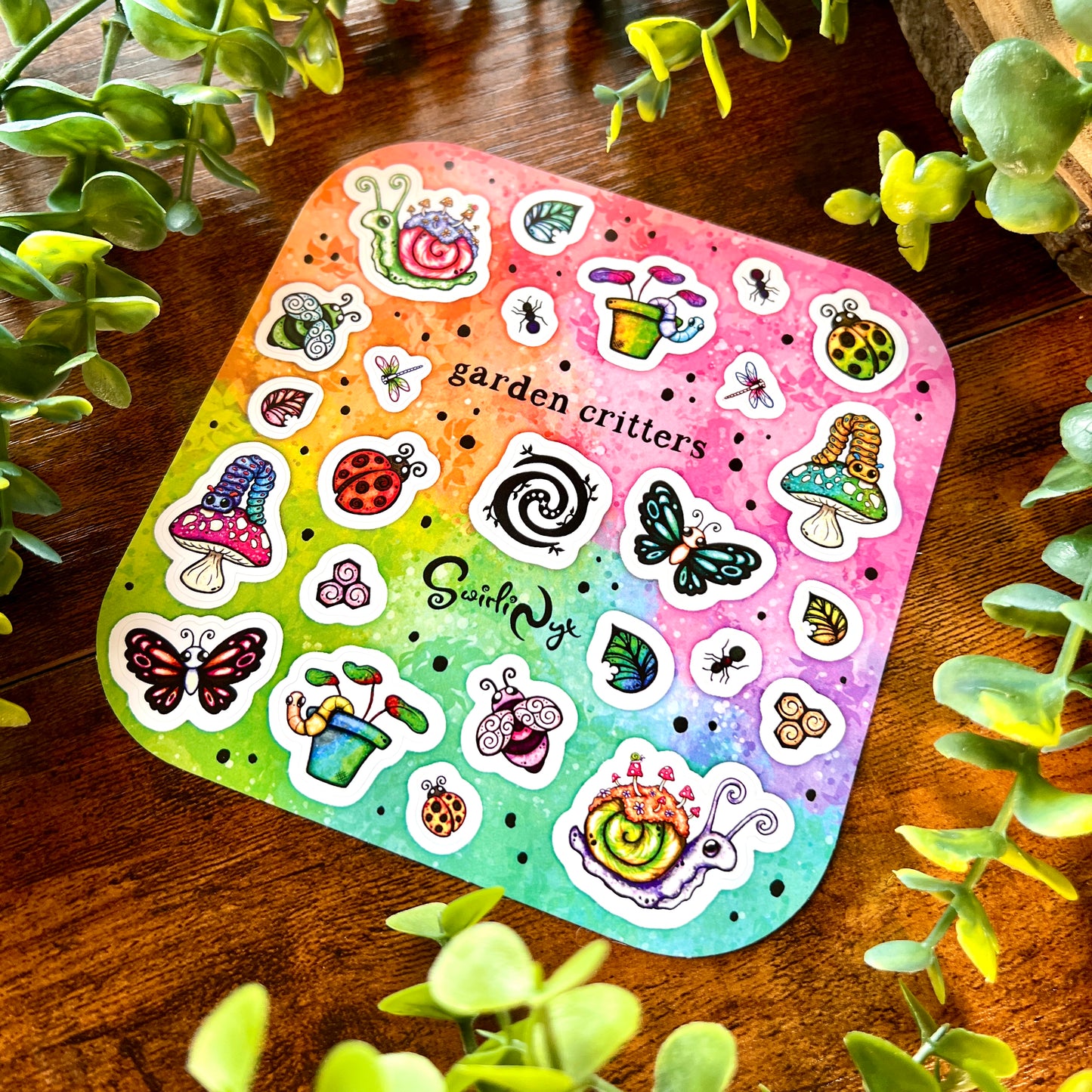 Rainbow Garden Critters Sticker Sheet