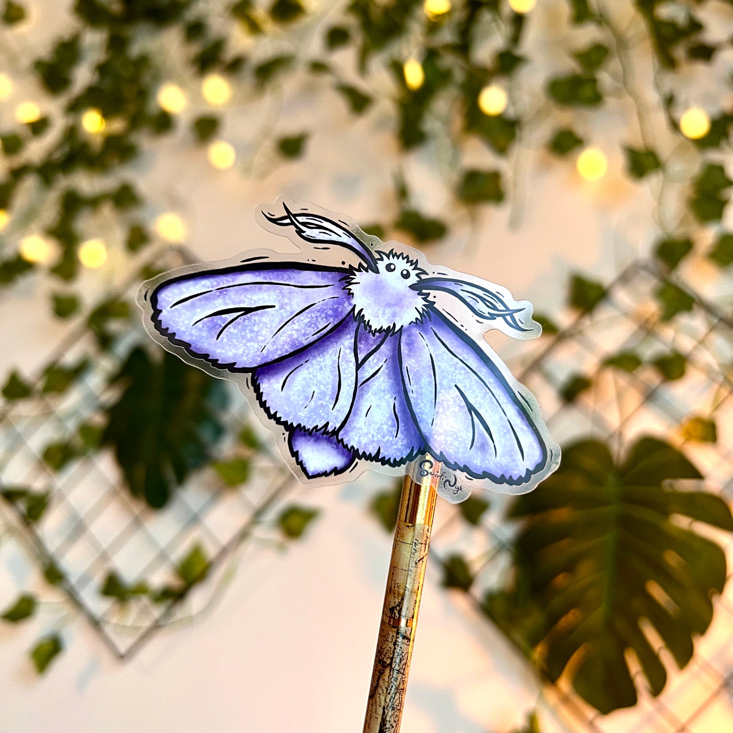 Blue Fluffy Moth Clear Sticker