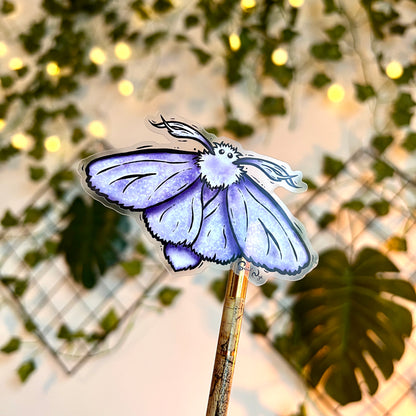 Blue Fluffy Moth Clear Sticker