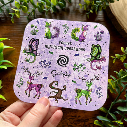 Mythical Forest Creatures Lilac Sticker Sheet