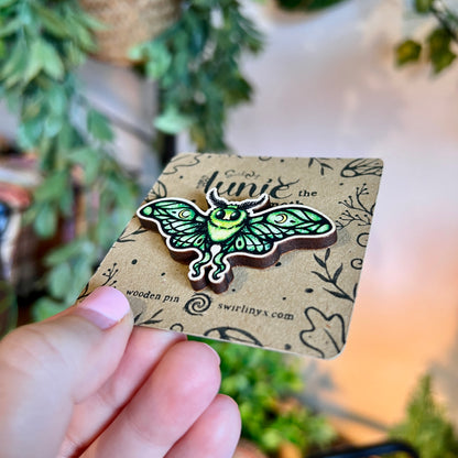 Lunie the Moth Wooden Pin