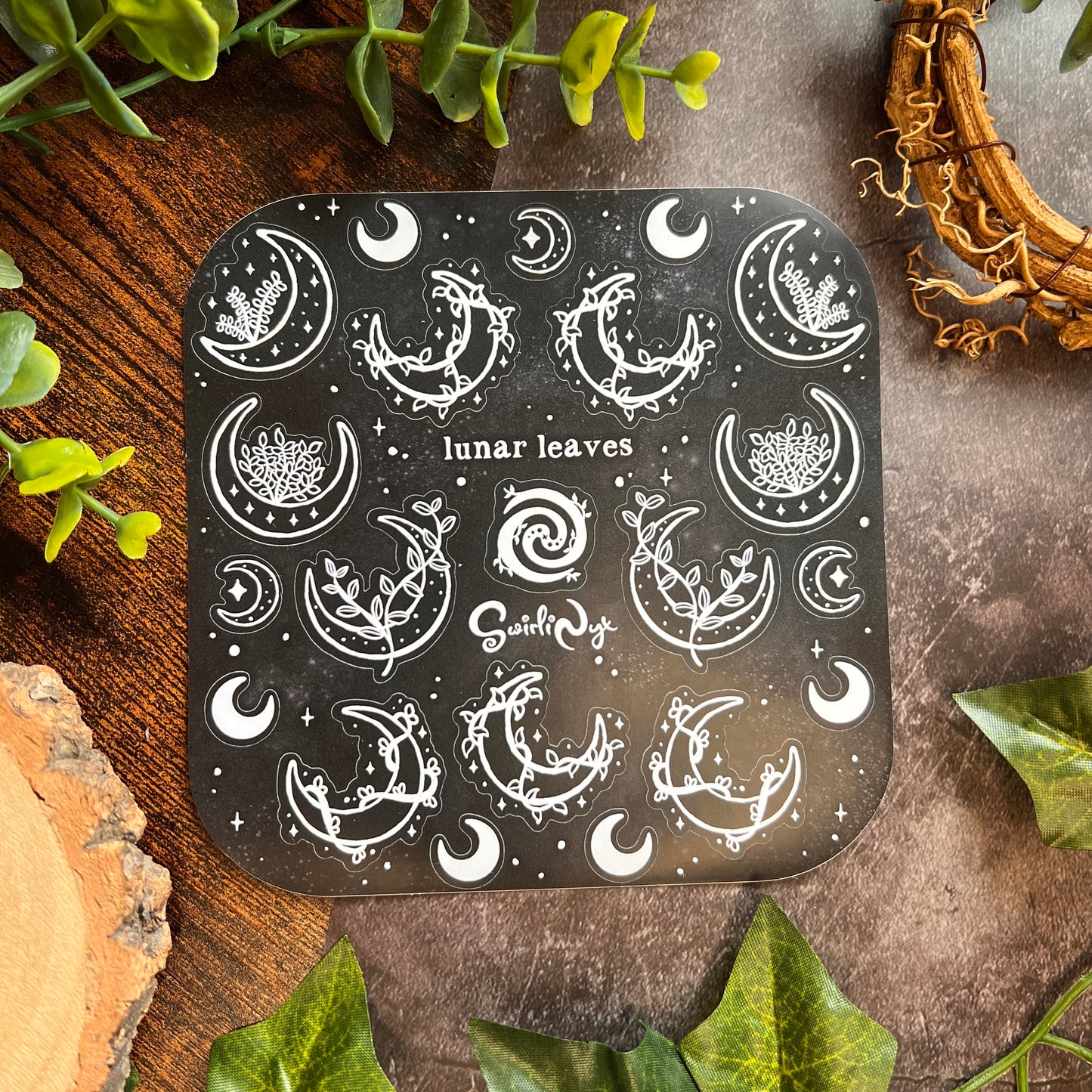 Dark Lunar Leaves Sticker Sheet