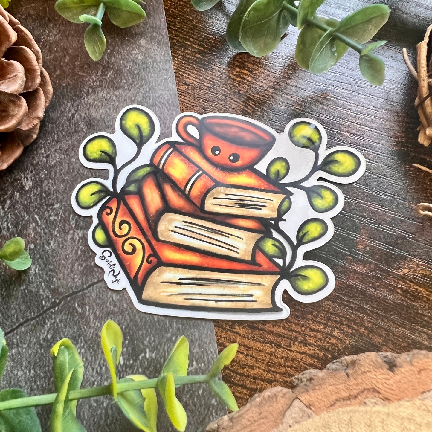 Book Stack Clear Sticker