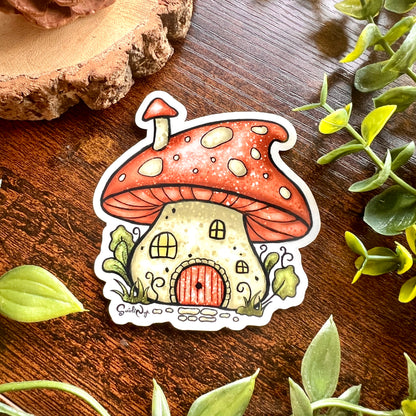 Red Mushroom House Clear Sticker