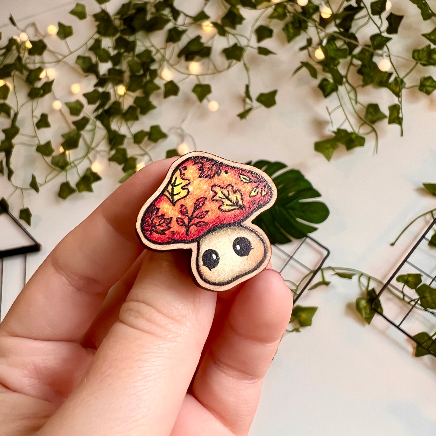 Maple the Mushroom Wooden Pin