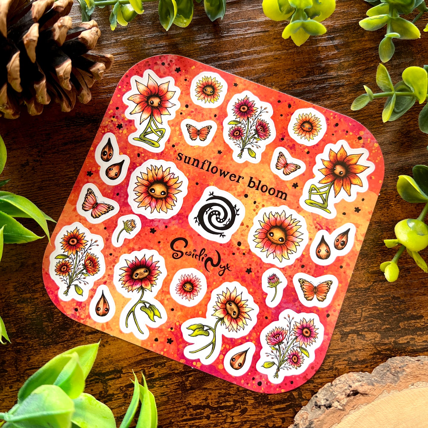 Red Sunflower Bloom Sticker Sheet