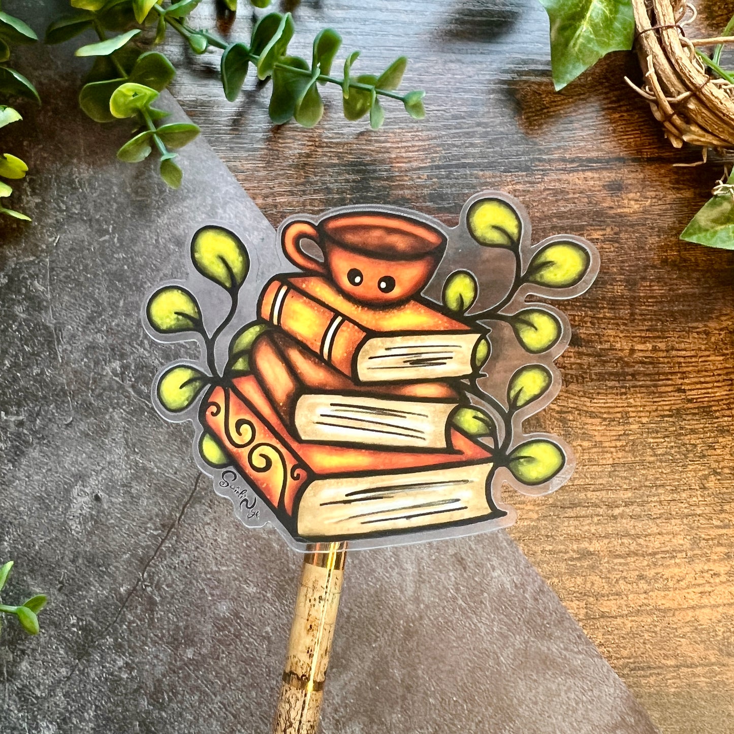 Book Stack Clear Sticker