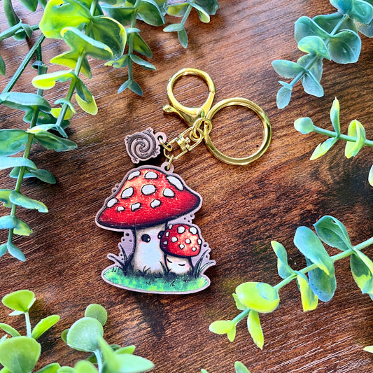 Mushie Mama Wooden Keyring