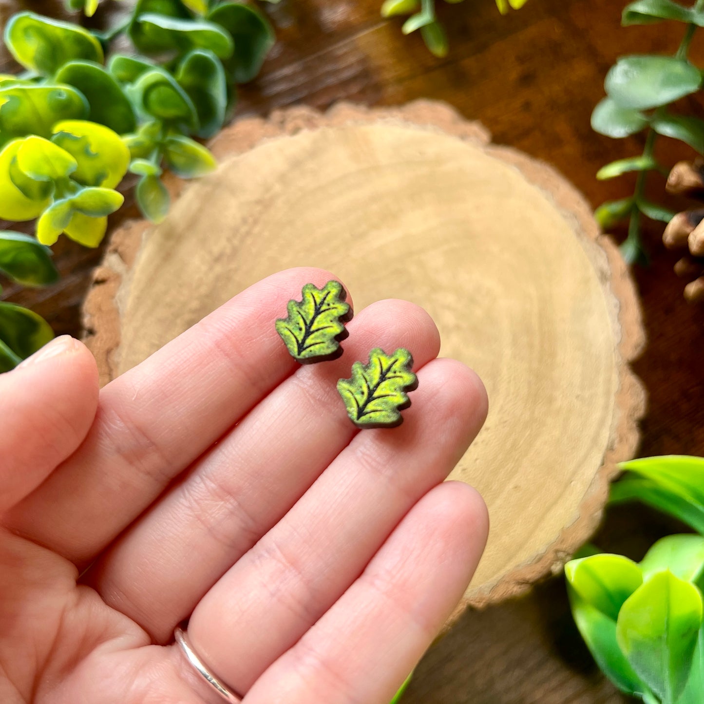 Oak Leaf Wooden Earrings