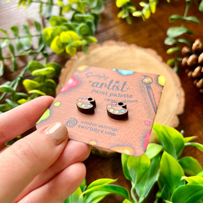 Classic Paint Palette Wooden Earrings