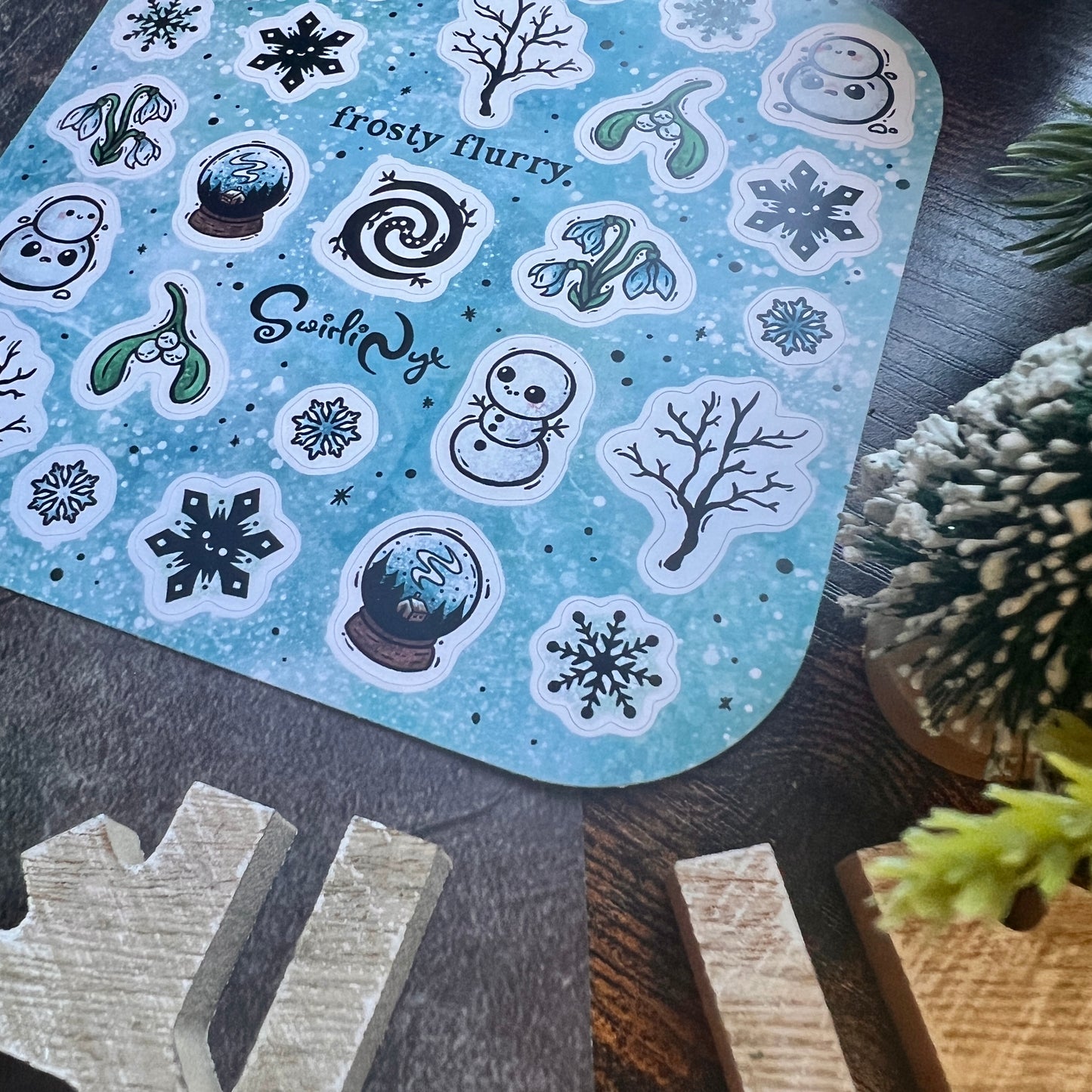 Blue Frosty Flurry Sticker Sheet
