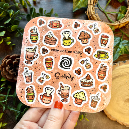 Latte Cosy Coffee Shop Sticker Sheet