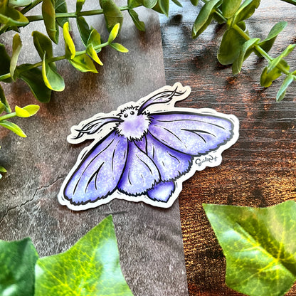 Blue Fluffy Moth Clear Sticker