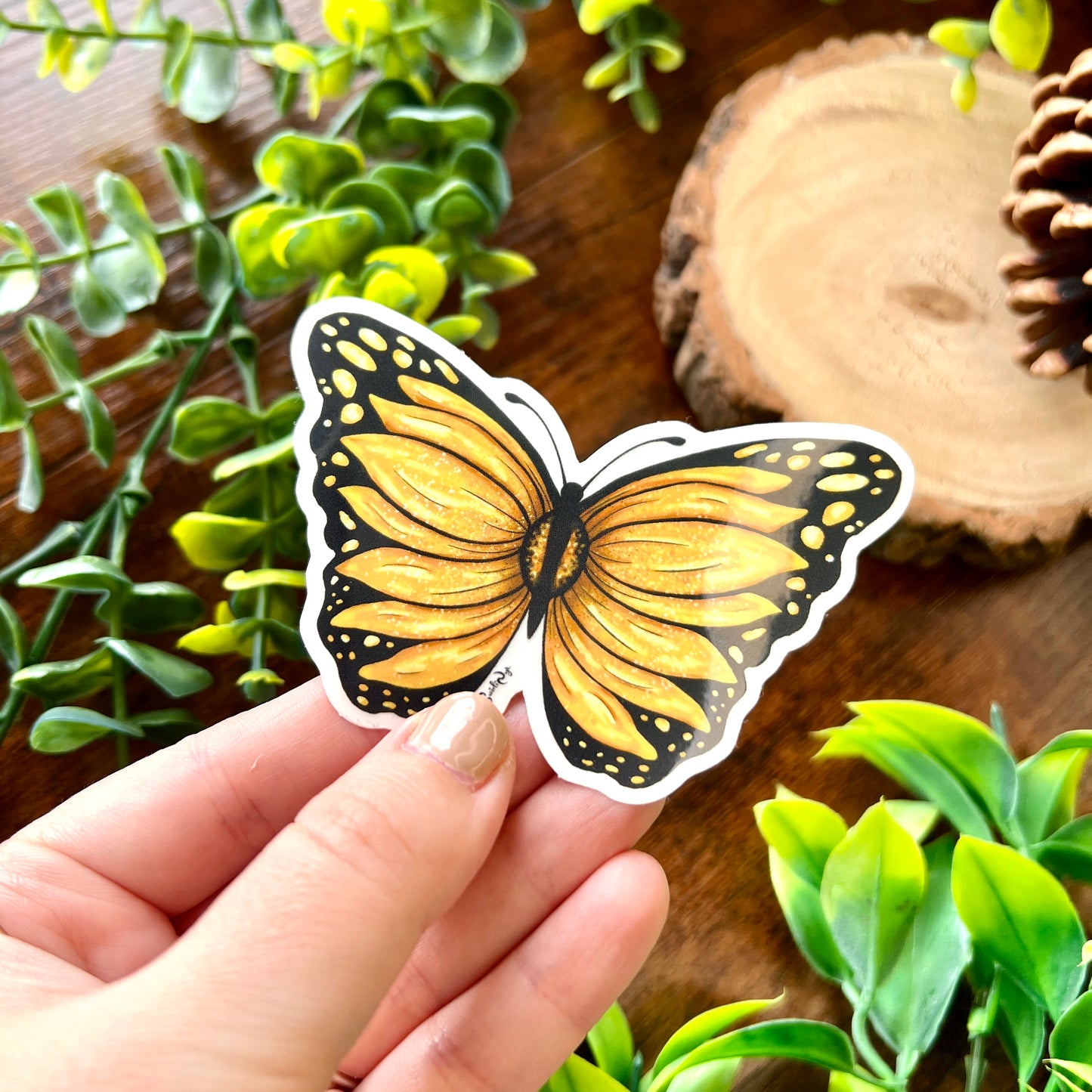 Sunflower Butterfly Clear Sticker