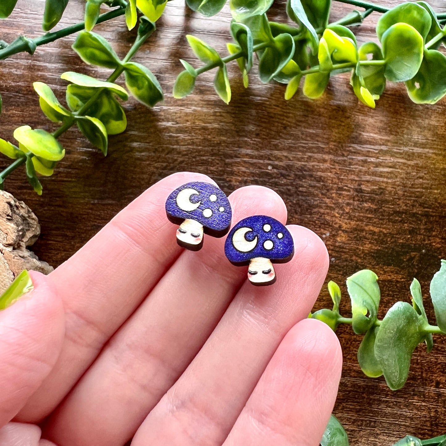 Dusk Mushroom Wooden Earrings