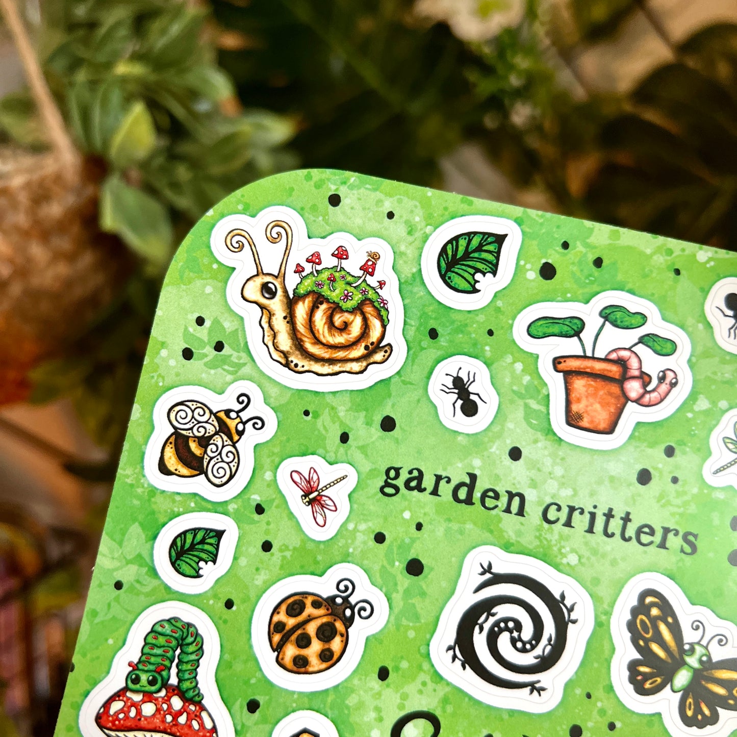 Green Garden Critters Sticker Sheet