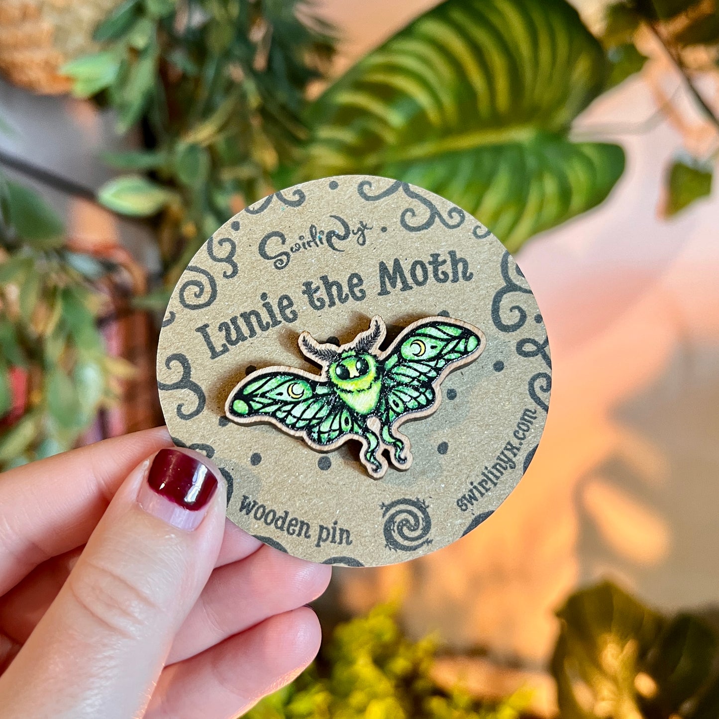 Lunie the Moth Wooden Pin