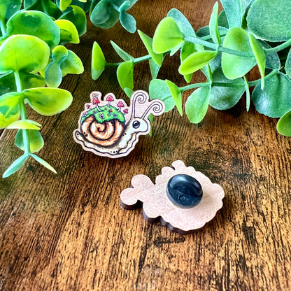 Sadie the Snail Wooden Pin