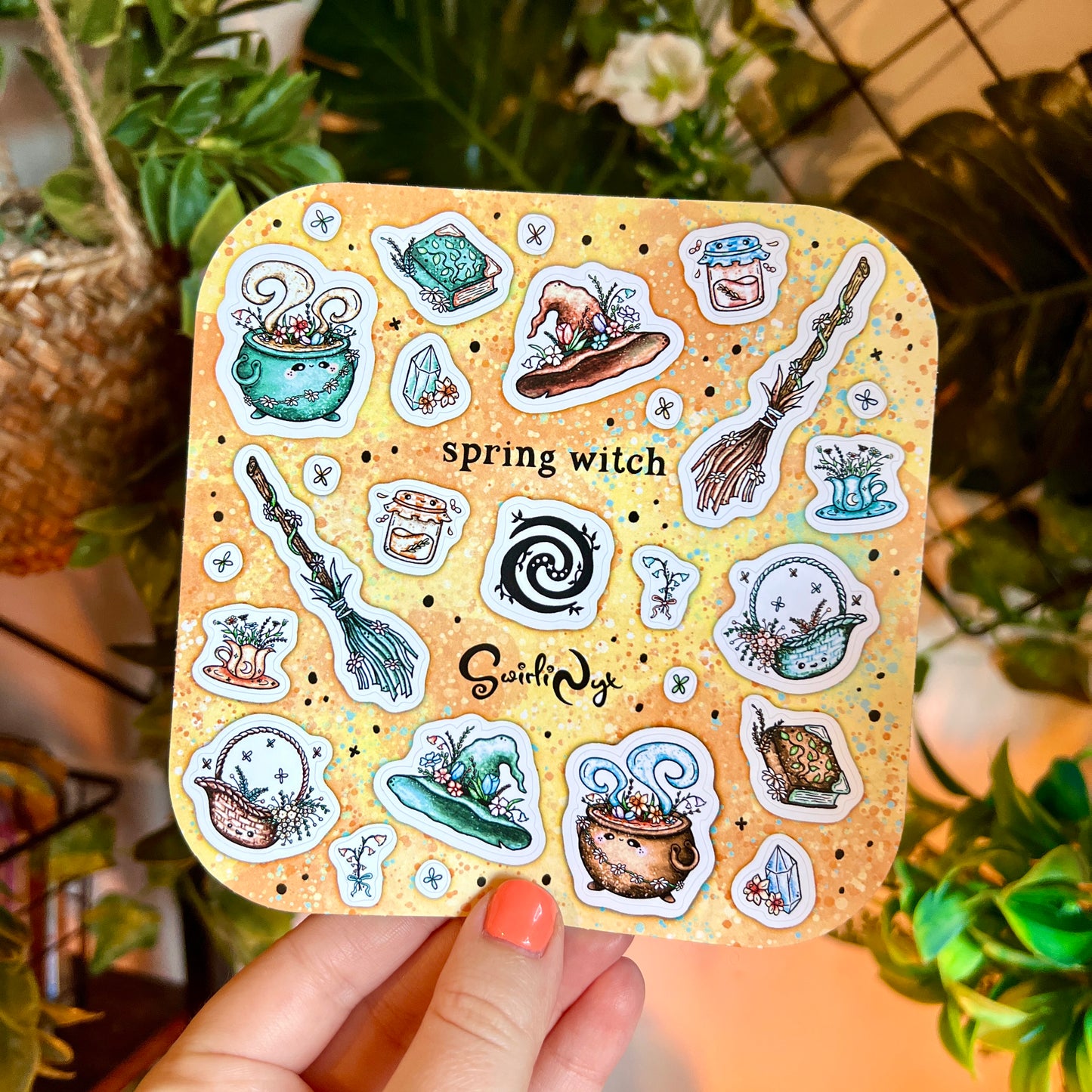 Peach Spring Witch Sticker Sheet