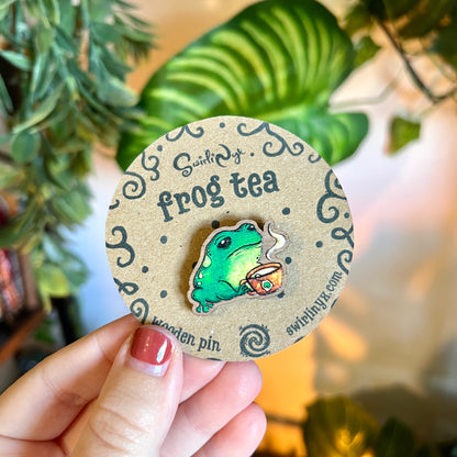 Frog Tea Wooden Pin
