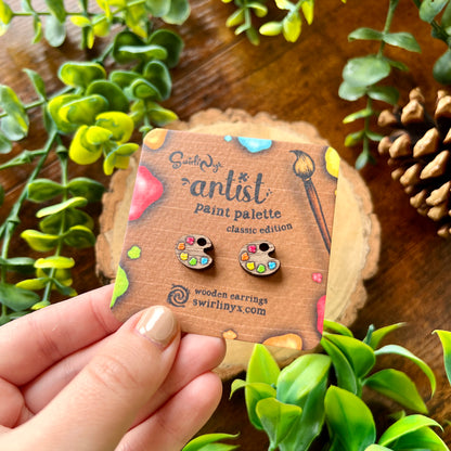 Classic Paint Palette Wooden Earrings