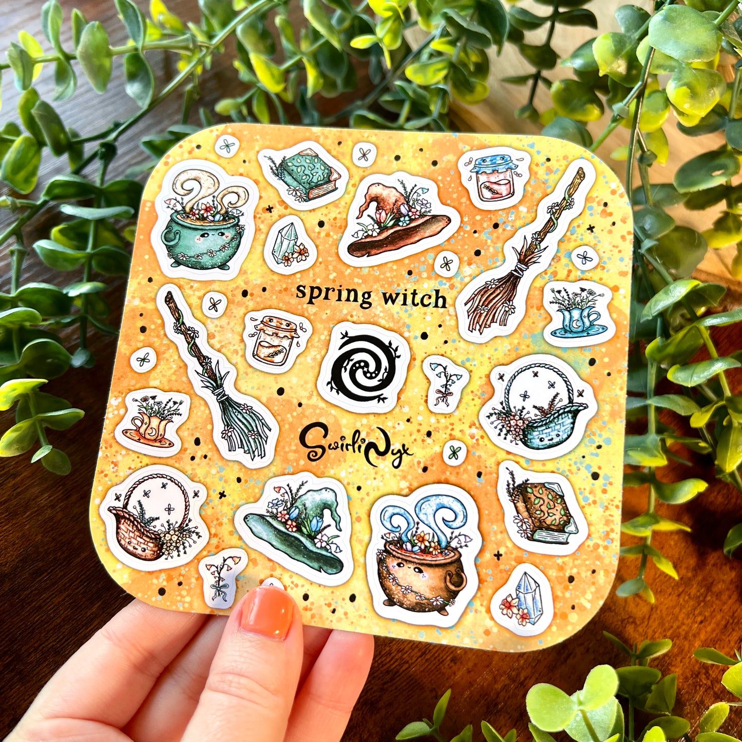 Peach Spring Witch Sticker Sheet