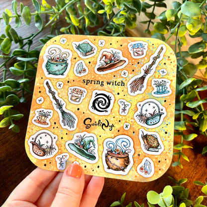 Peach Spring Witch Sticker Sheet