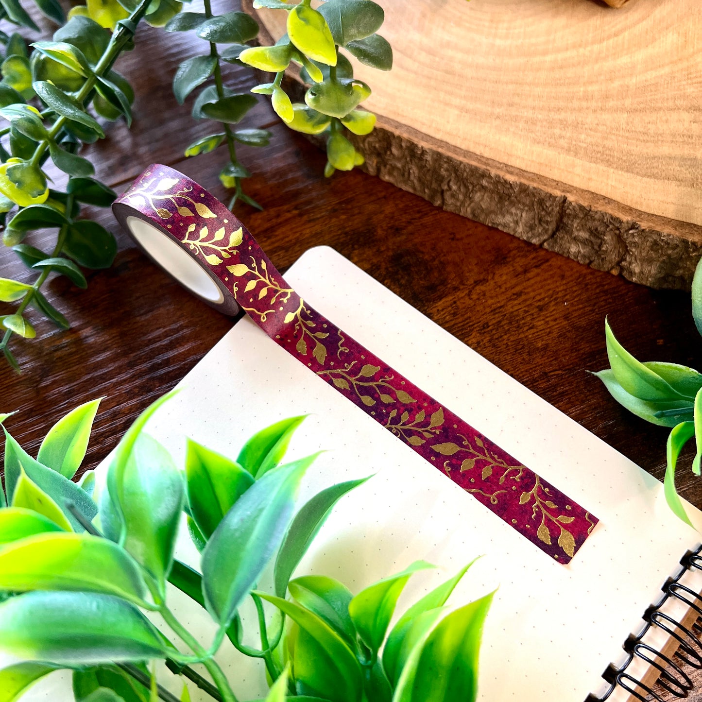 Ruby Leaves Foil Washi Tape