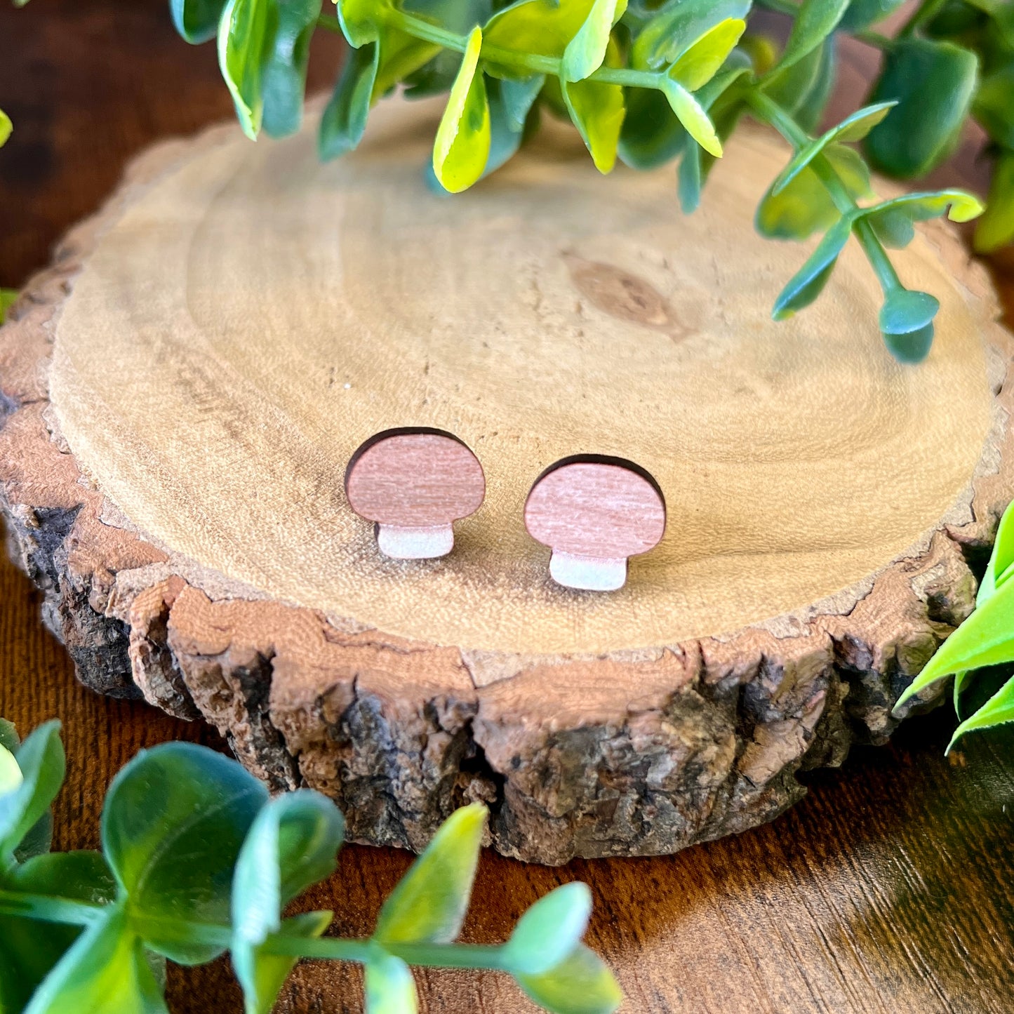 Chestnut Mushroom Wooden Earrings