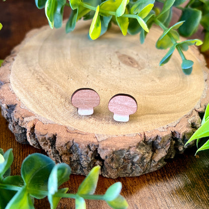 Chestnut Mushroom Wooden Earrings