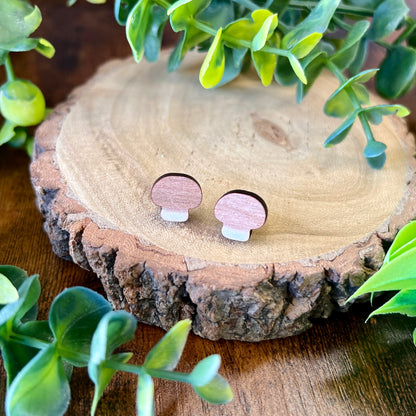 Chestnut Mushroom Wooden Earrings
