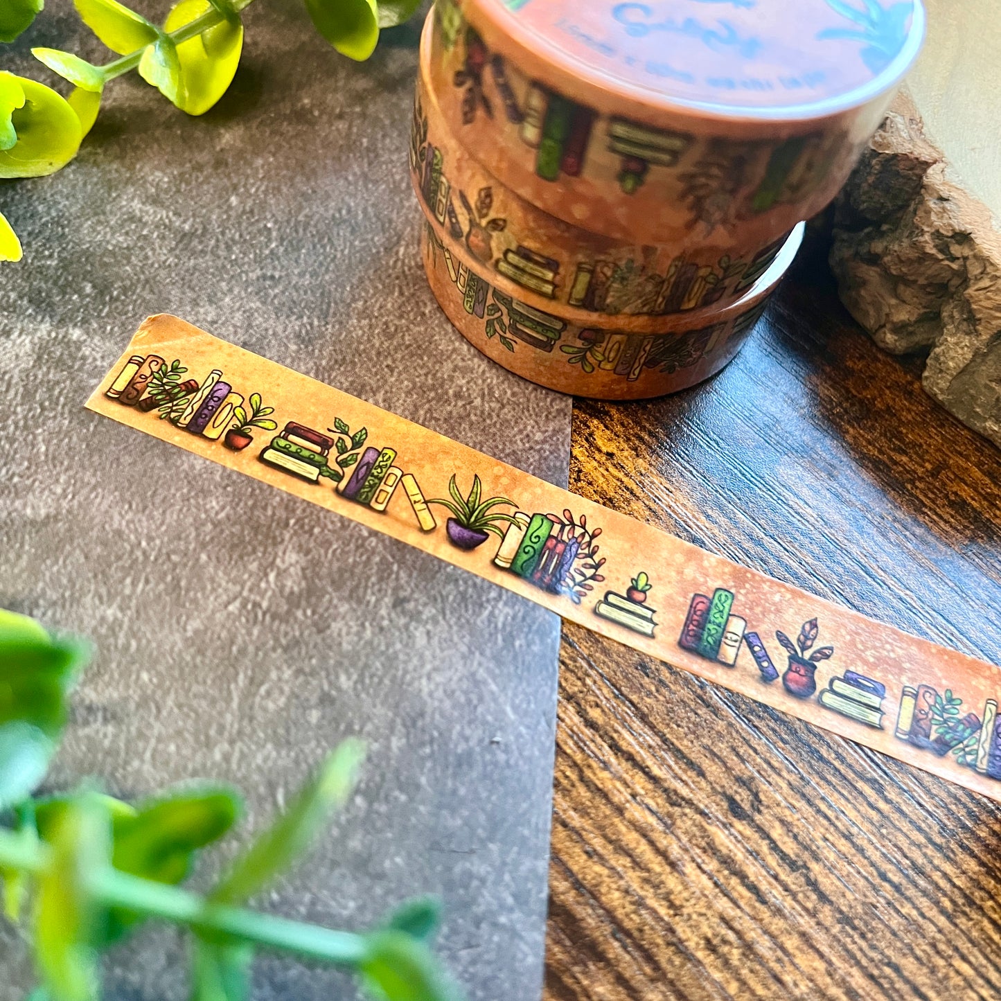 Bookish Washi Tape ~ Bookshelves and Plants