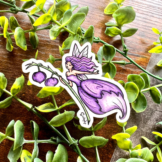 Purple Floral Fairy Clear Sticker