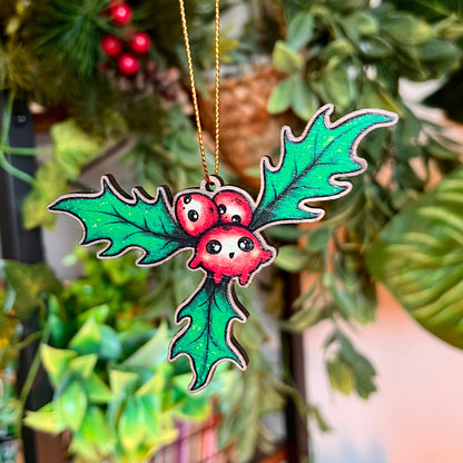 Holly Berries Wooden Christmas Decoration