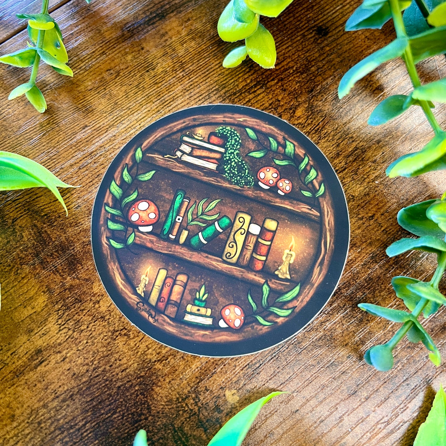 Round Bookshelf Vinyl Sticker