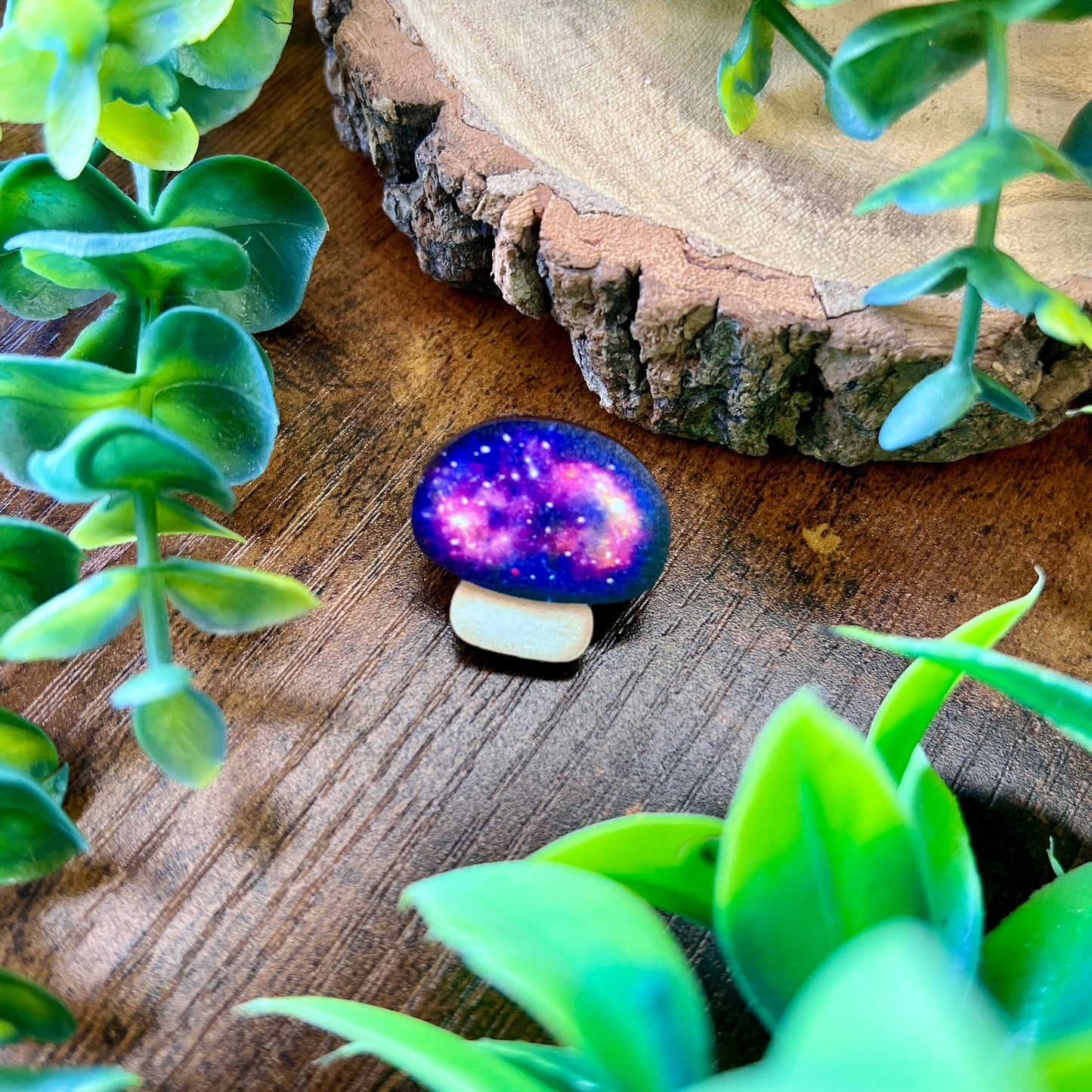 Galaxy Mushroom Wooden Pin