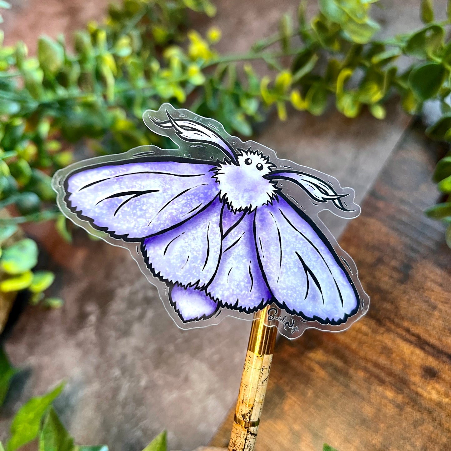 Blue Fluffy Moth Clear Sticker