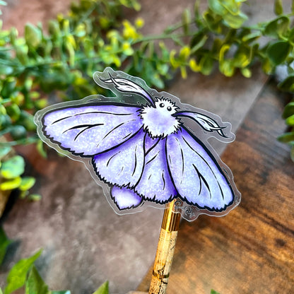 Blue Fluffy Moth Clear Sticker