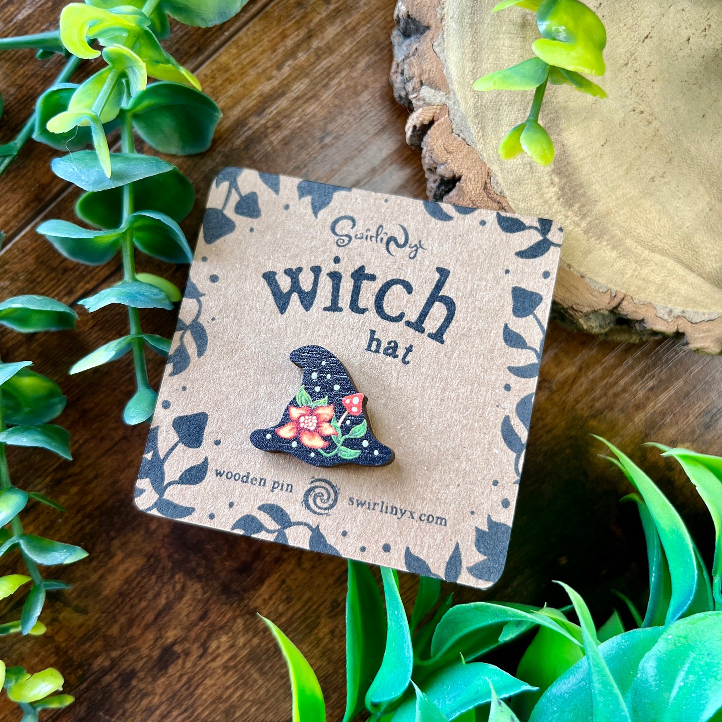 Witch Hat Wooden Pin
