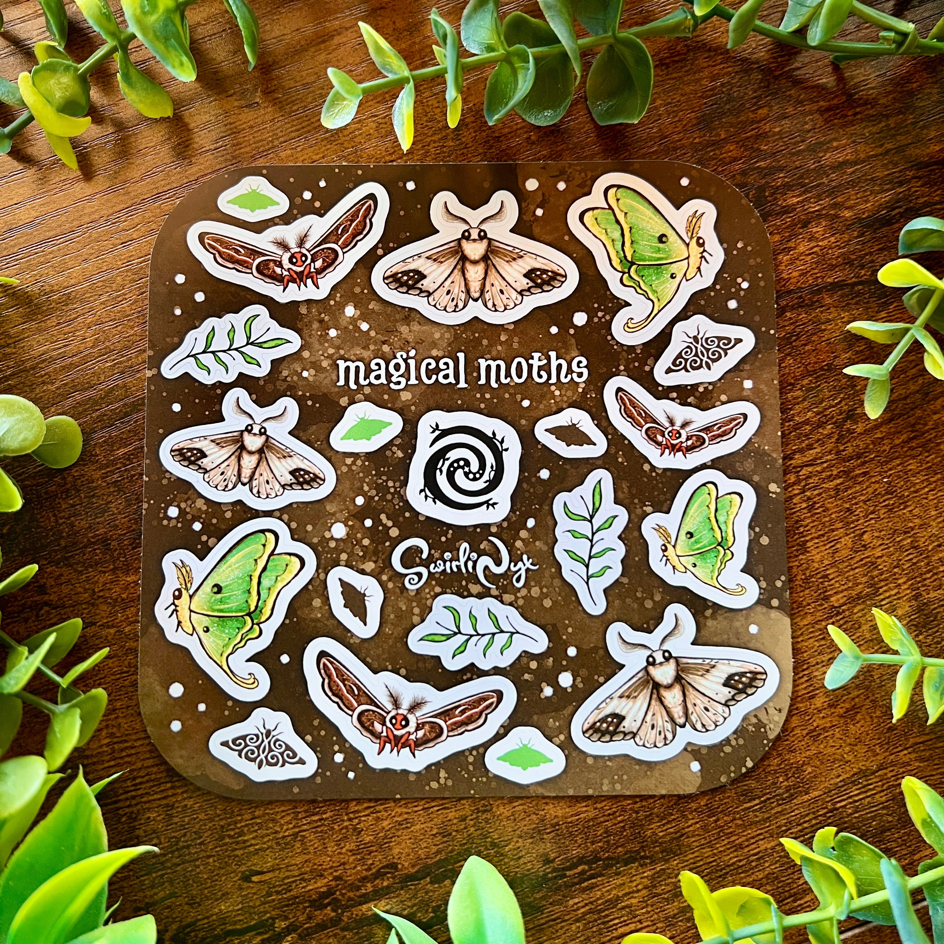 Magical Moths Brown Sticker Sheet