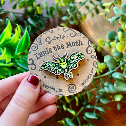 Lunie the Moth Wooden Pin