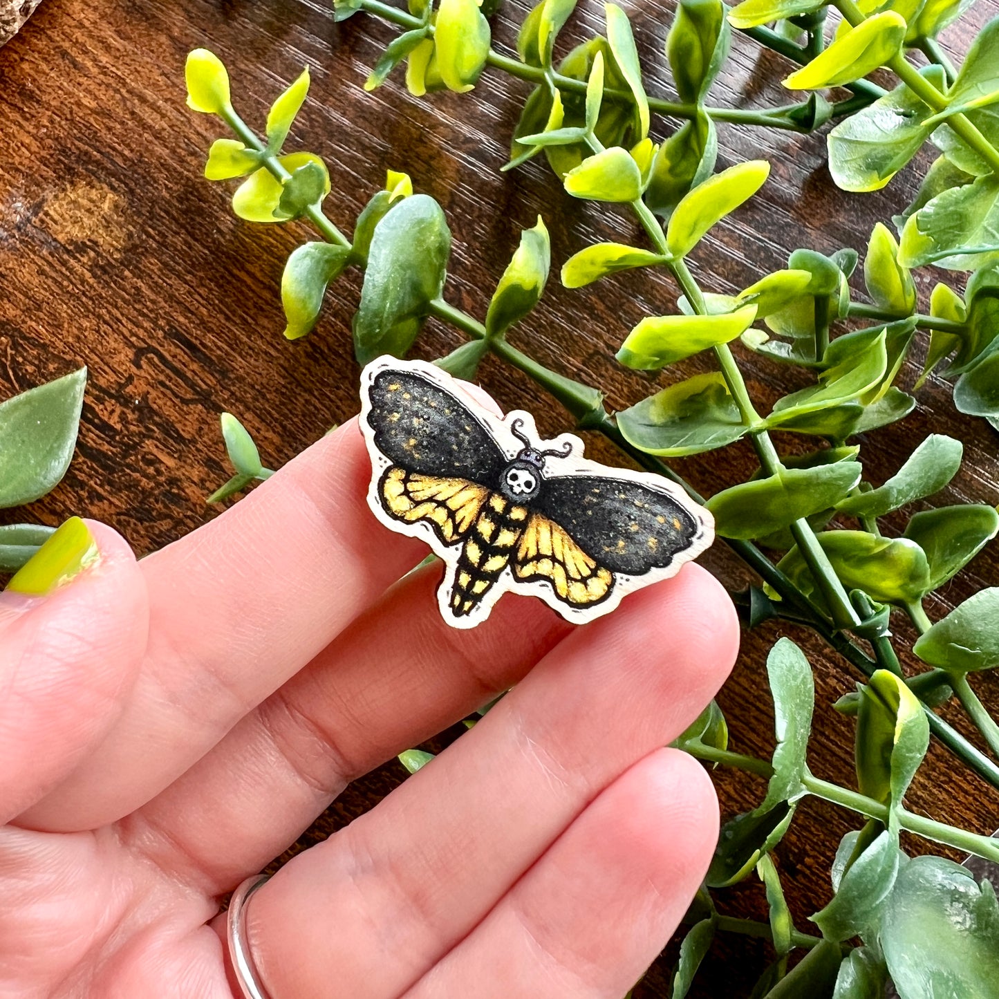 Death Moth Wooden Pin