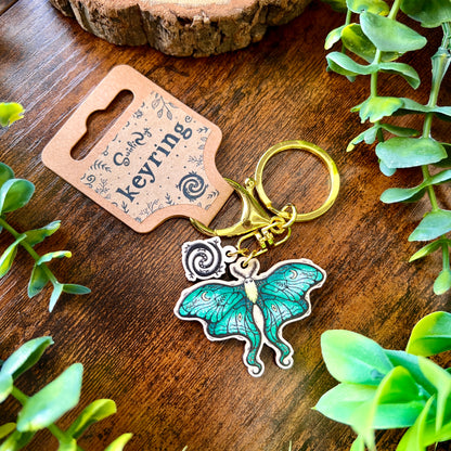 Lunar Moth Wooden Keyring